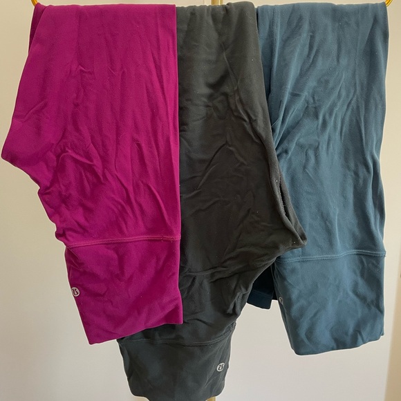 3 Pair Size 4 lululemon  Bottoms - Pink, Black, and Blue 2 leggings, 1 Jogger - Picture 1 of 16